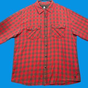 Decoded Plaid Long-Sleeve Button-Up Shirt Dual Chest Pockets Mens Size Large
